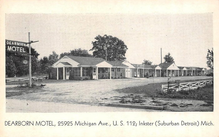 Villager Inn (Dearborn Motel) - Old Postcard (newer photo)